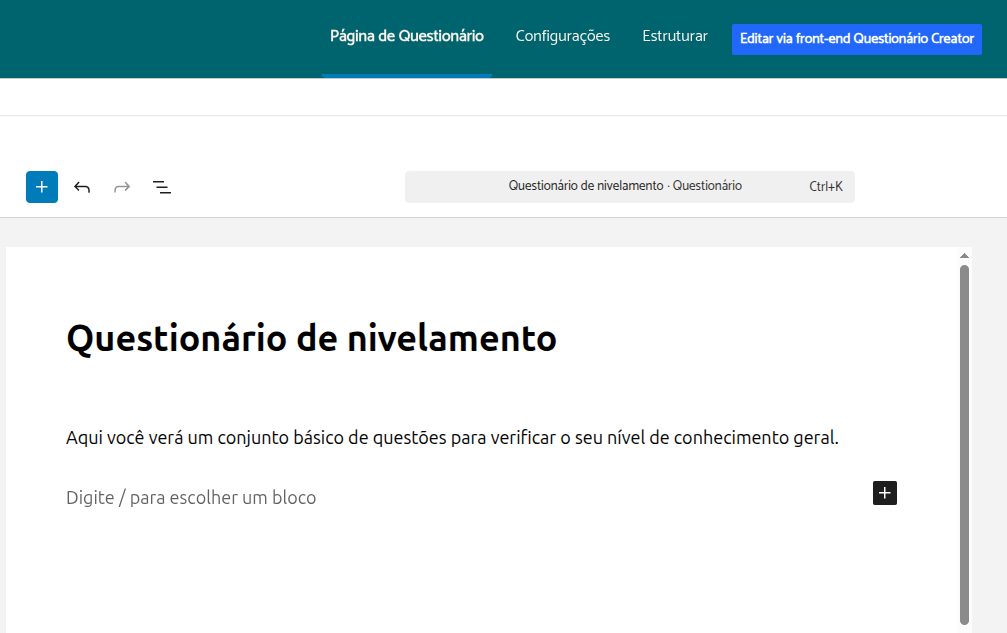 Estruturação/inserção de questões no Questionário (VT) 7 image 3 em Pluriverso